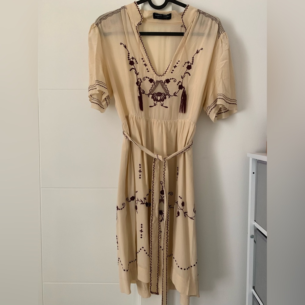 White Suede Australian designer 100% silk size S